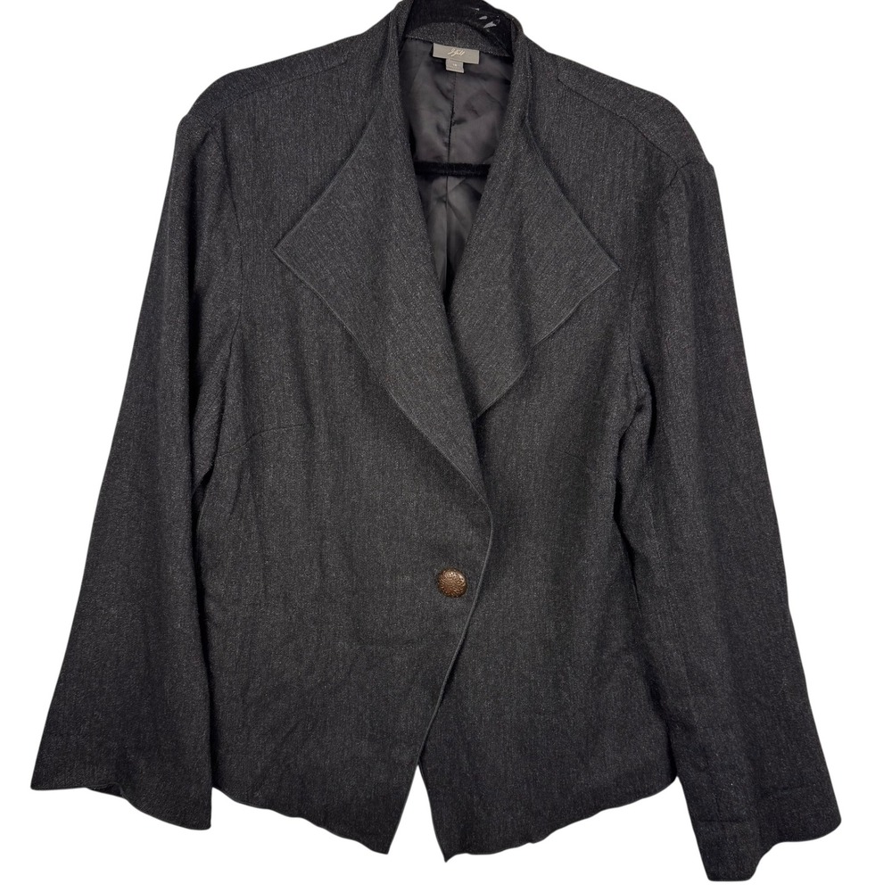 J Jill Blazer Jacket 16 Women's Dark Gray Button Front Career‎ Minimalist